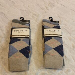 Gold Toe Men's Crew Argyle Dress Socks Size 6-12.5.